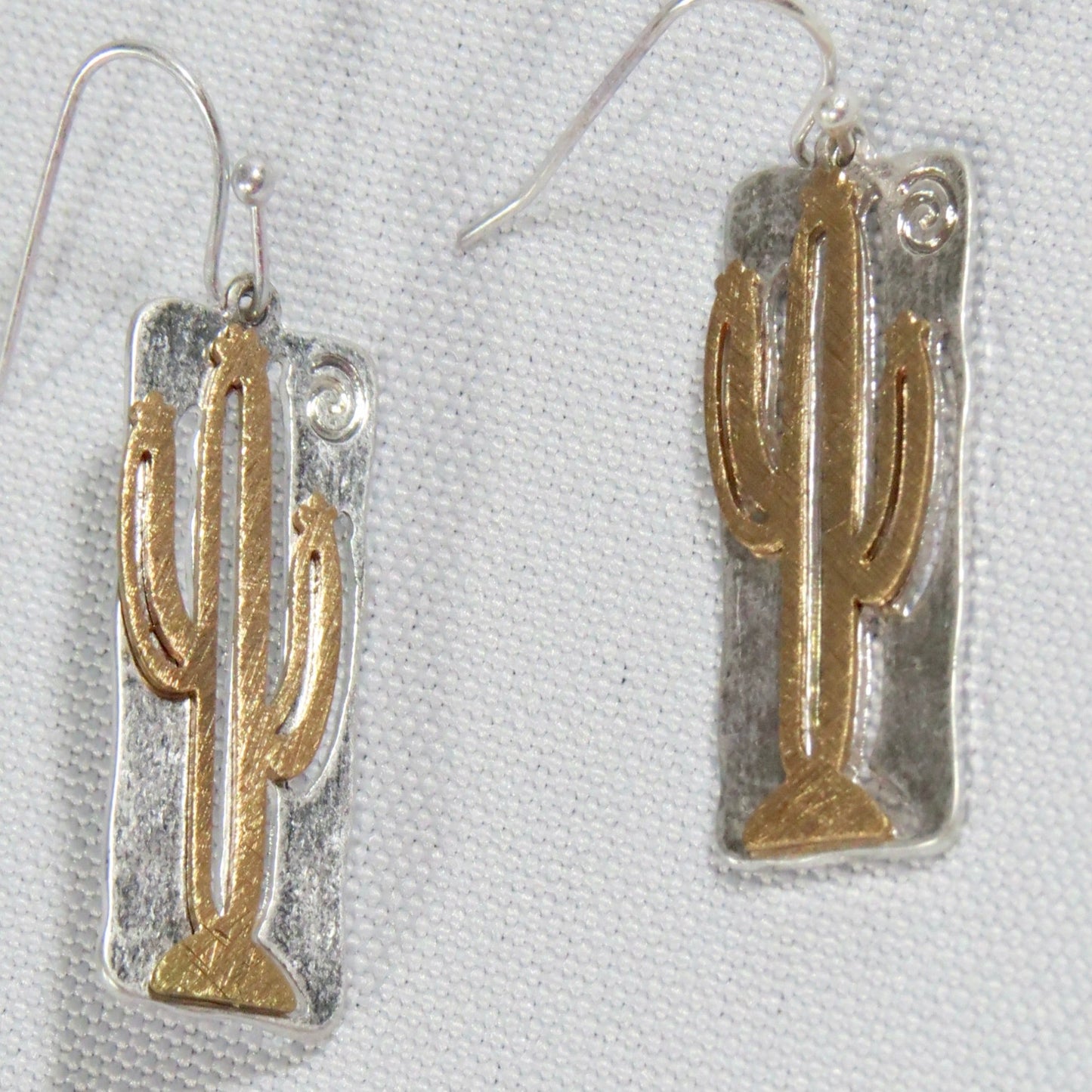 Silver Metal Cactus Cutout Earrings
