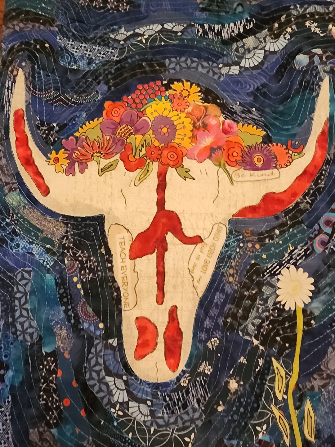 Quilted Collage-Texas Longhorn Skull