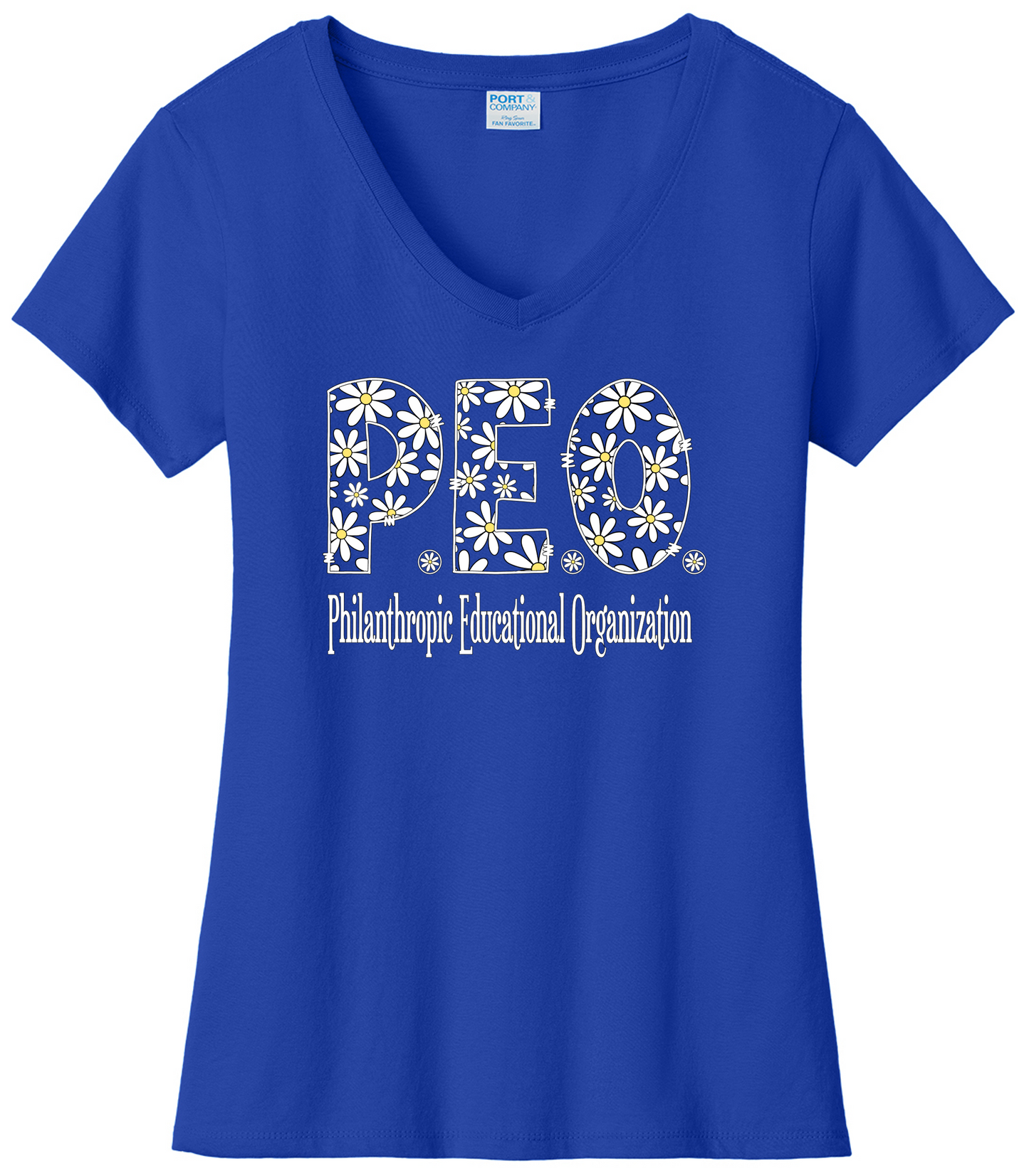 P.E.O. Daisy Font V-Neck Ladies Fit