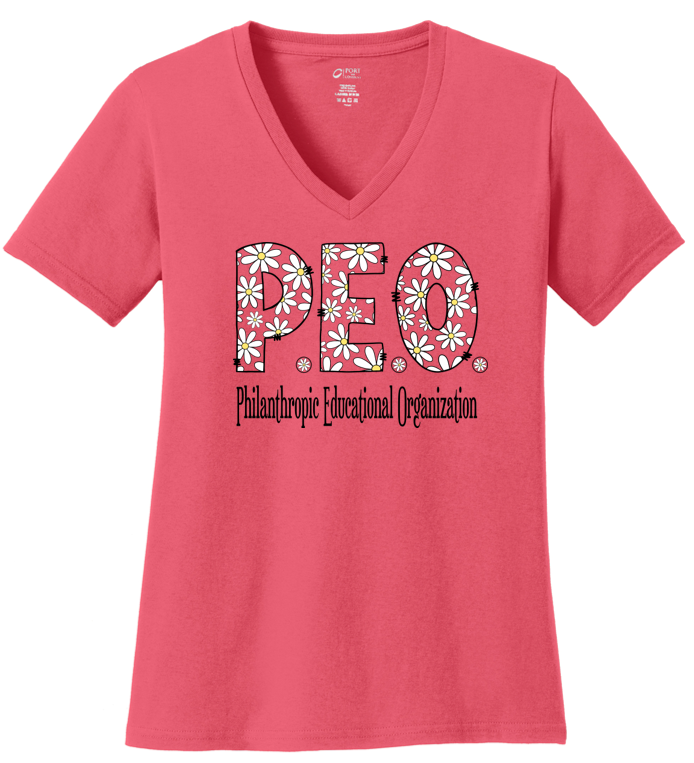 P.E.O. Daisy Font V-Neck Ladies Fit