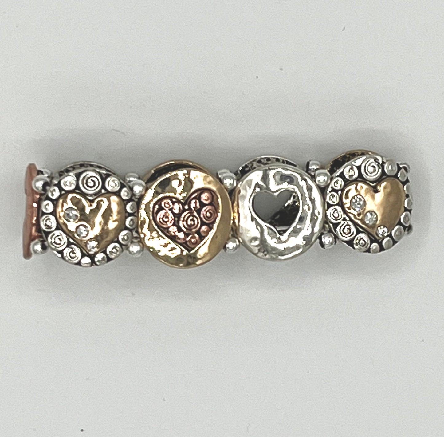 3 Tone Heart Stretch Bracelet