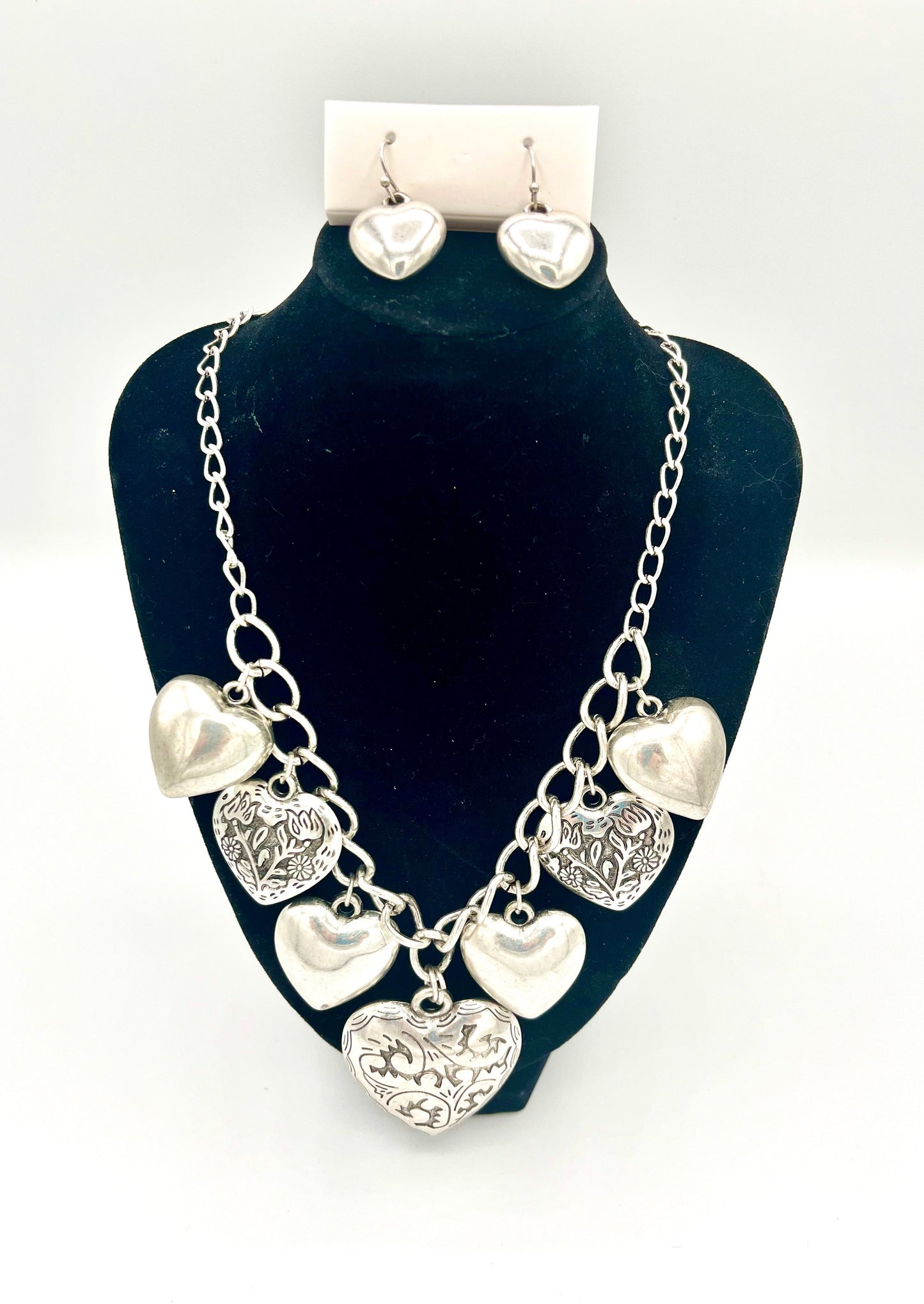 "With Love" Heart Necklace and Earring Set