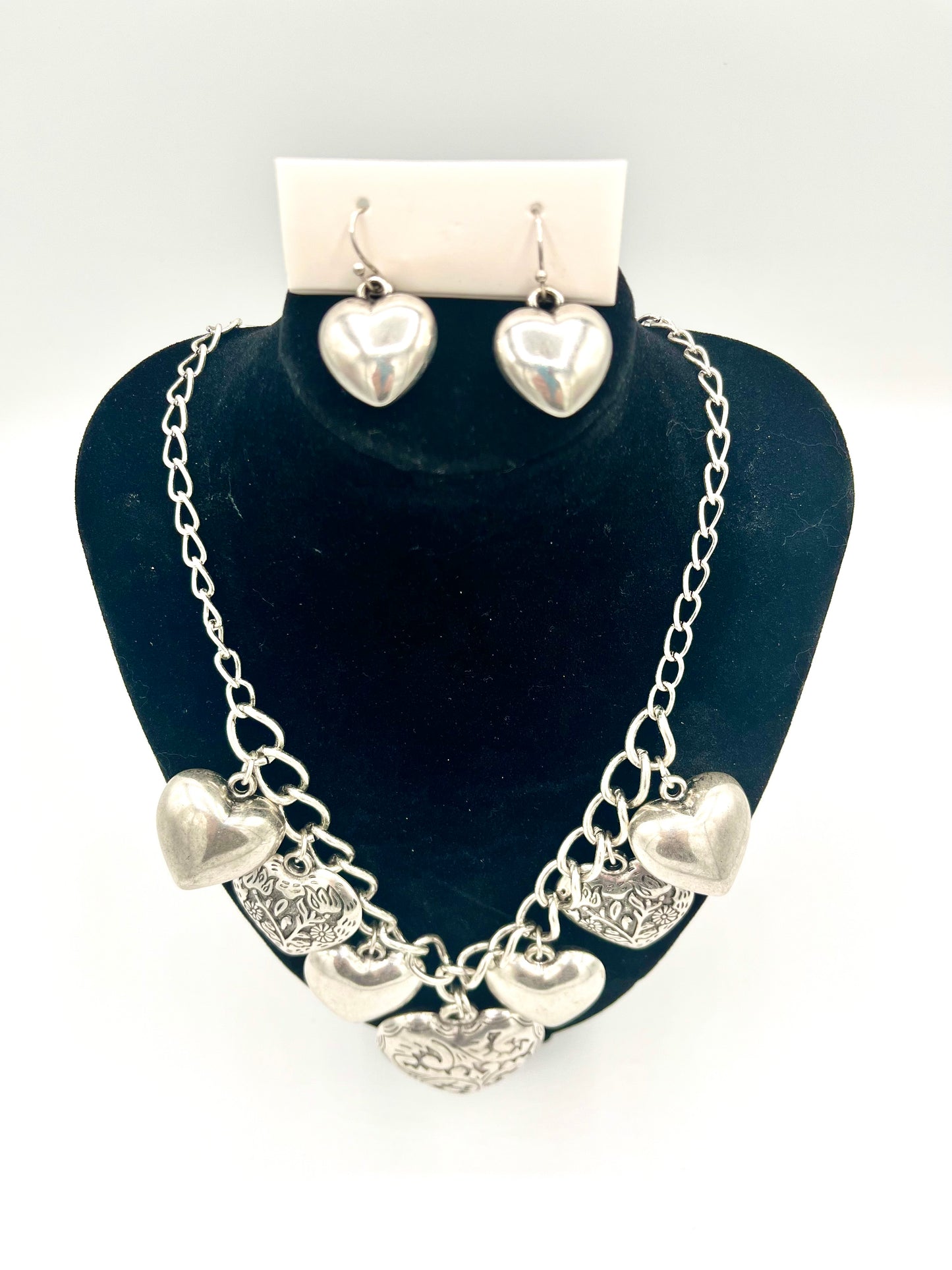 "With Love" Heart Necklace and Earring Set