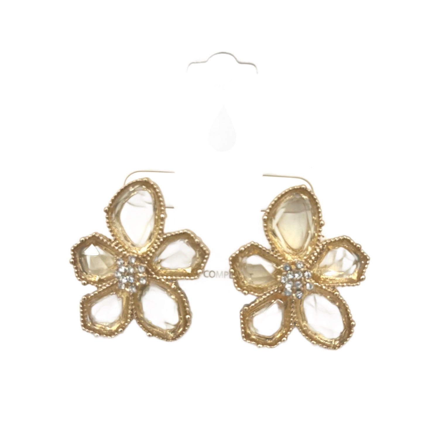 Clear Crystal Flower with Bling Center Earrings