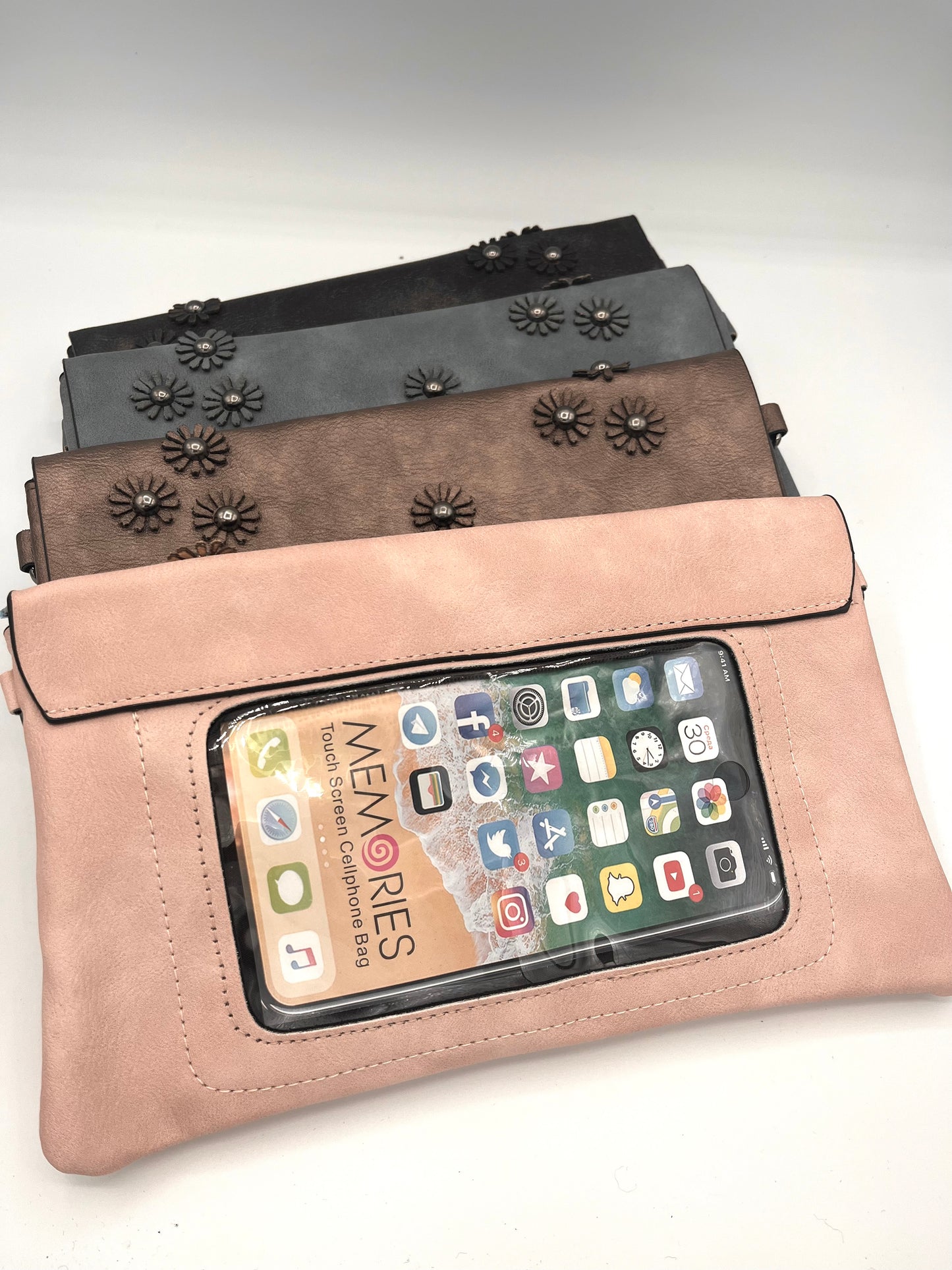 Pink Daisy Stud Cellphone Purse