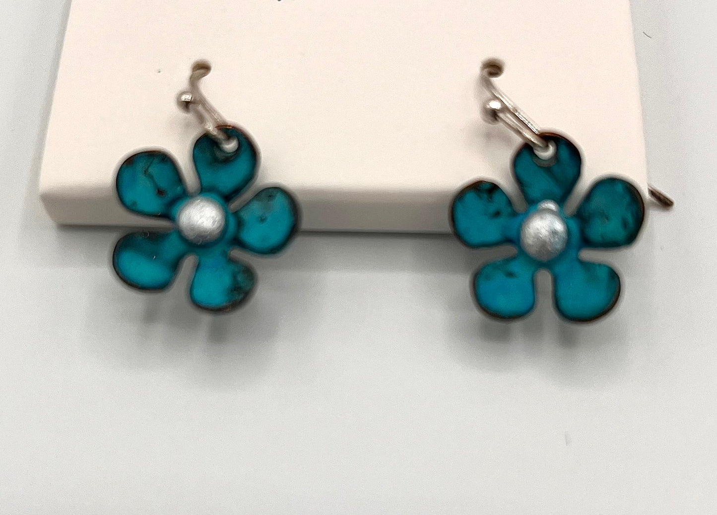 Patina, Gold, Silver, Copper Daisy Petal Necklace and Earrings Set