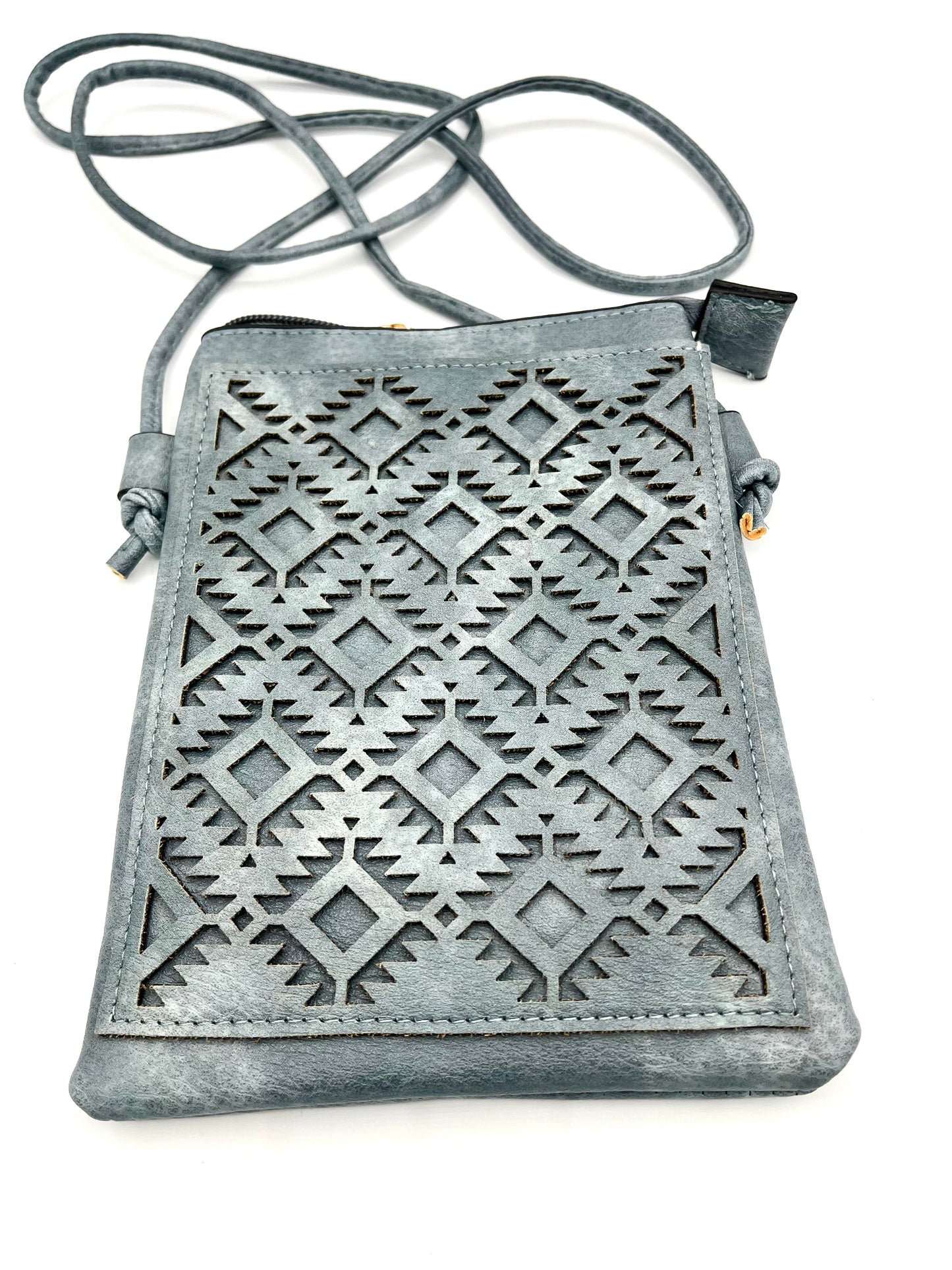 Blue Gray Aztec Crossbody Bag