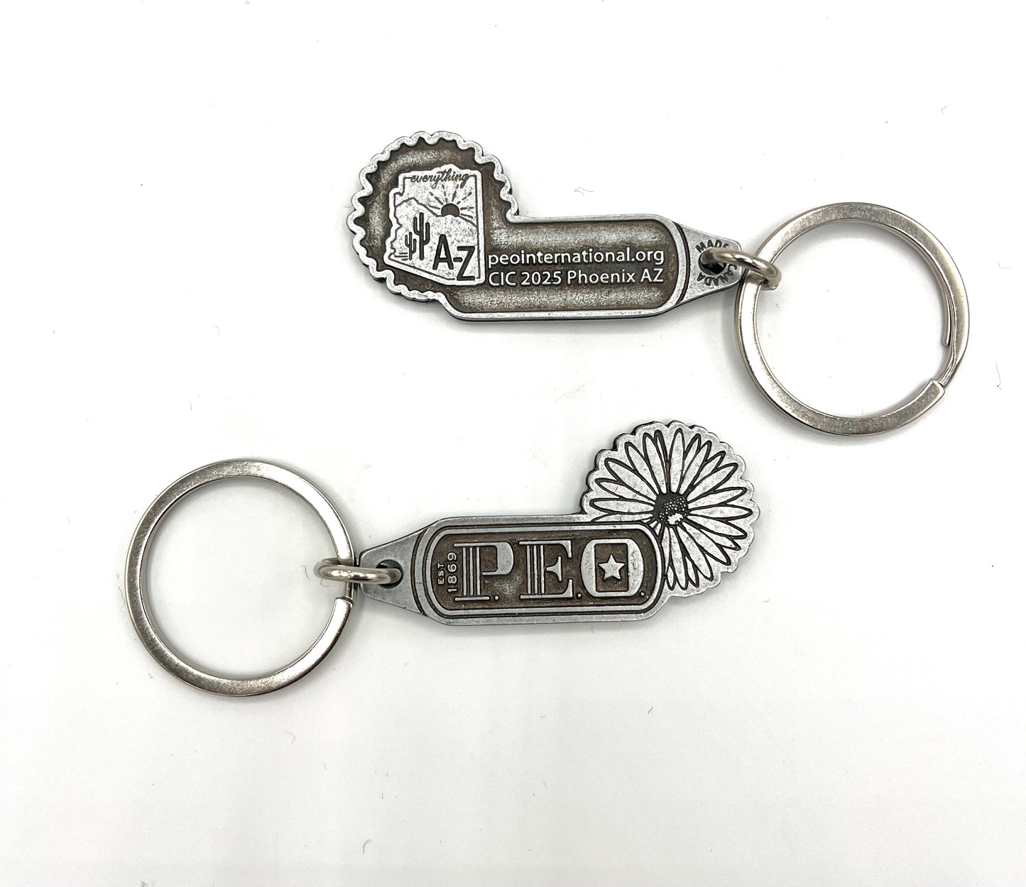 Silver P.E.O. CIC 2025 Key Chain