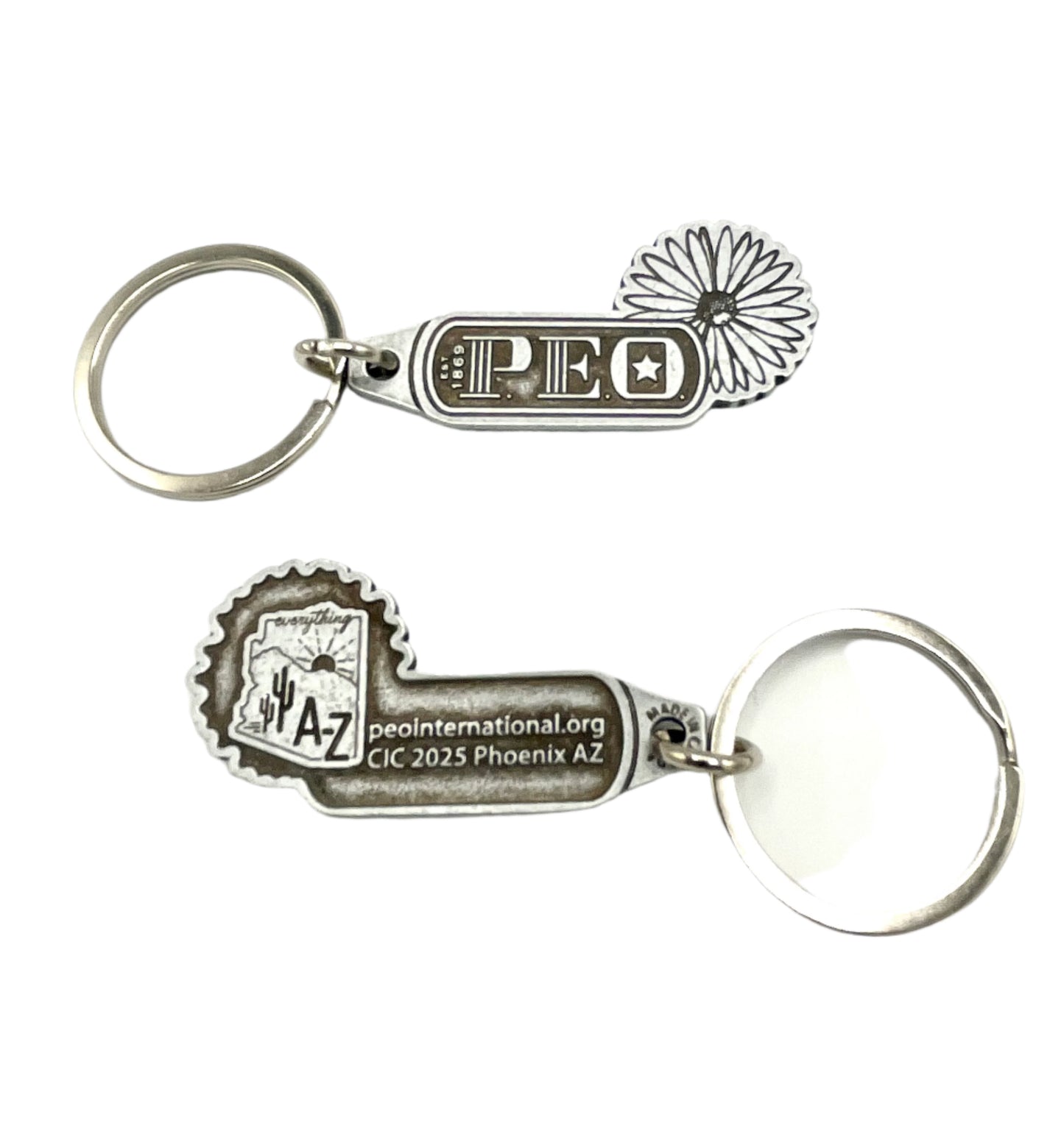 Silver P.E.O. CIC 2025 Key Chain