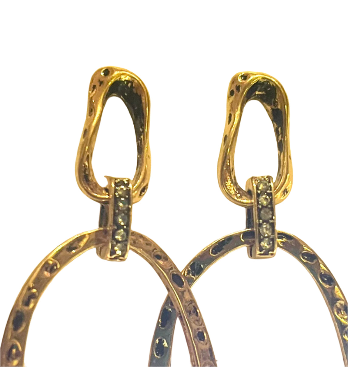 Gold Hammer Earrings with Bling