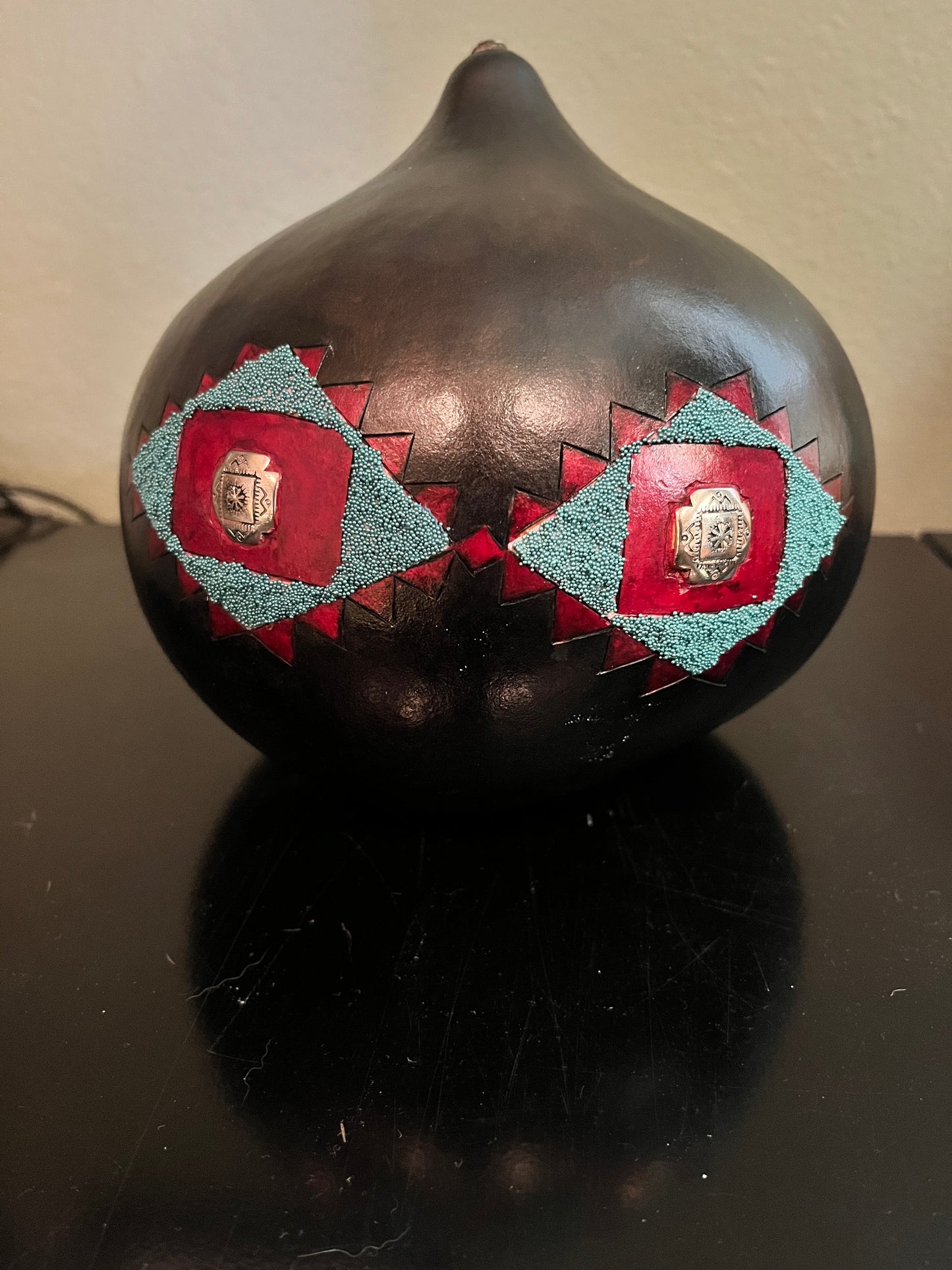 Southwest Geometric Hand Painted Gourd