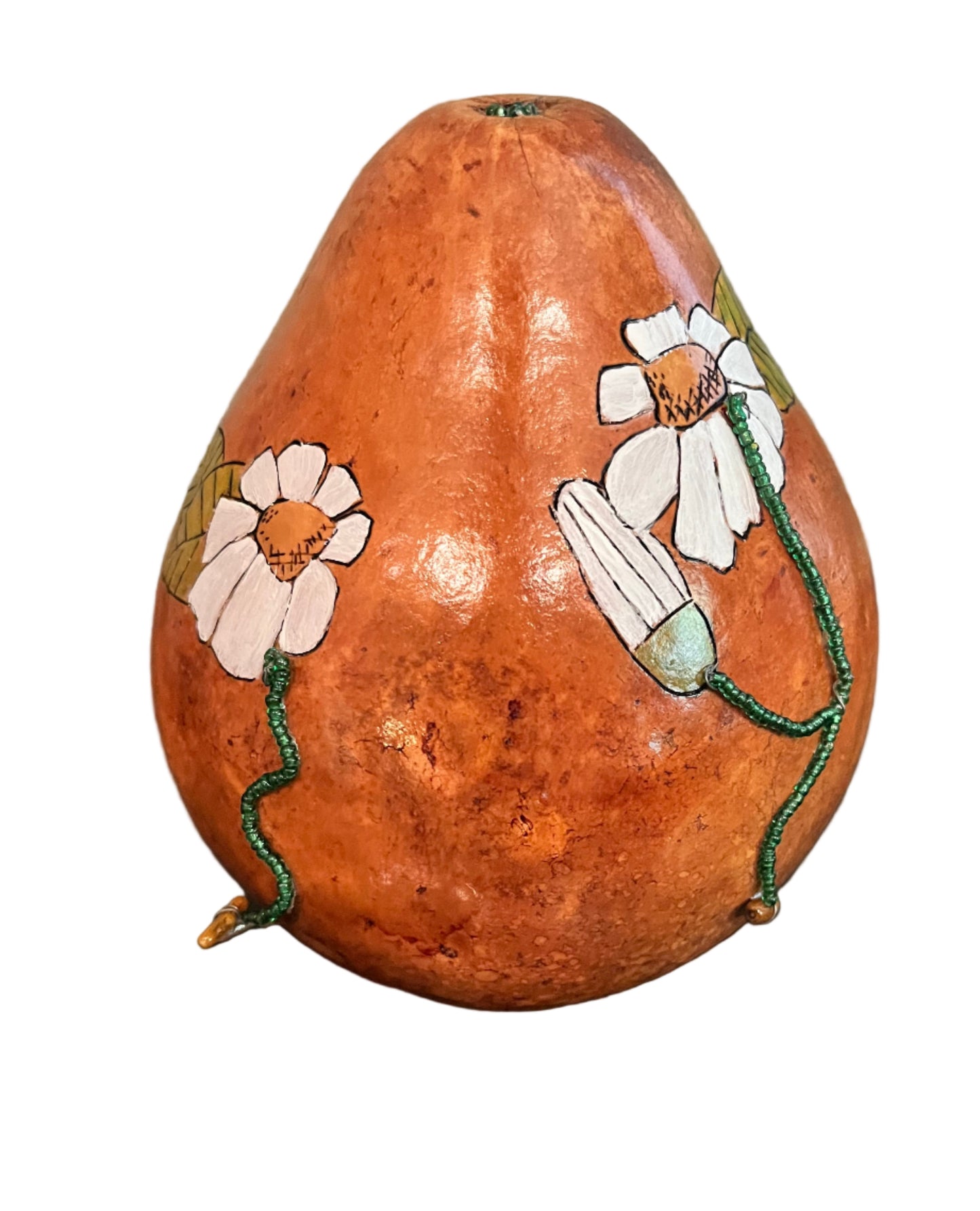 Daisies & Beads Hand Painted Gourd
