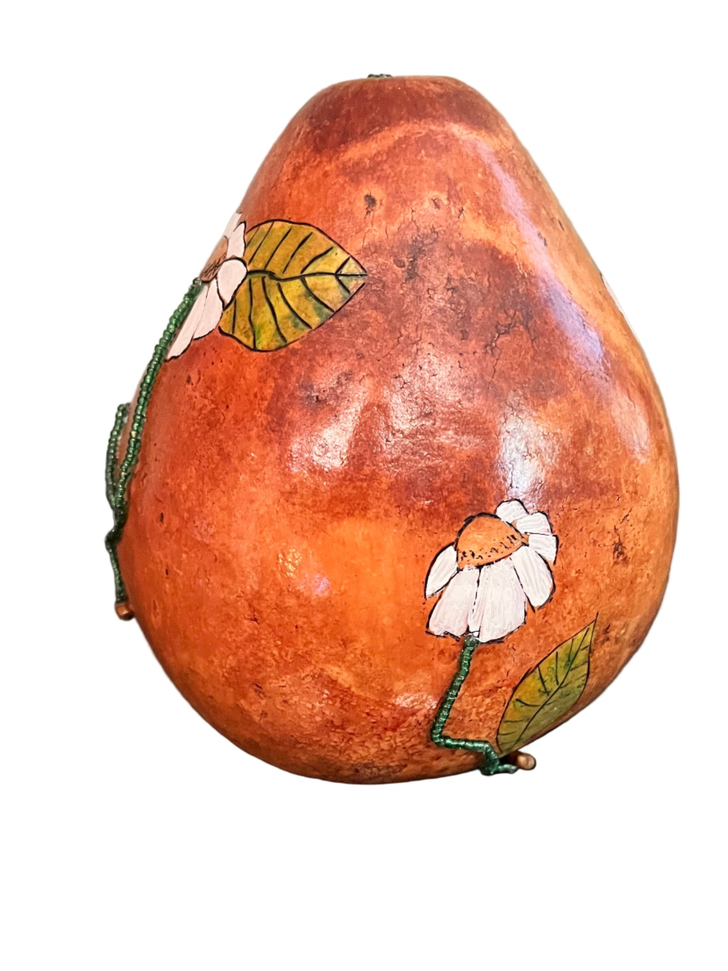 Daisies & Beads Hand Painted Gourd
