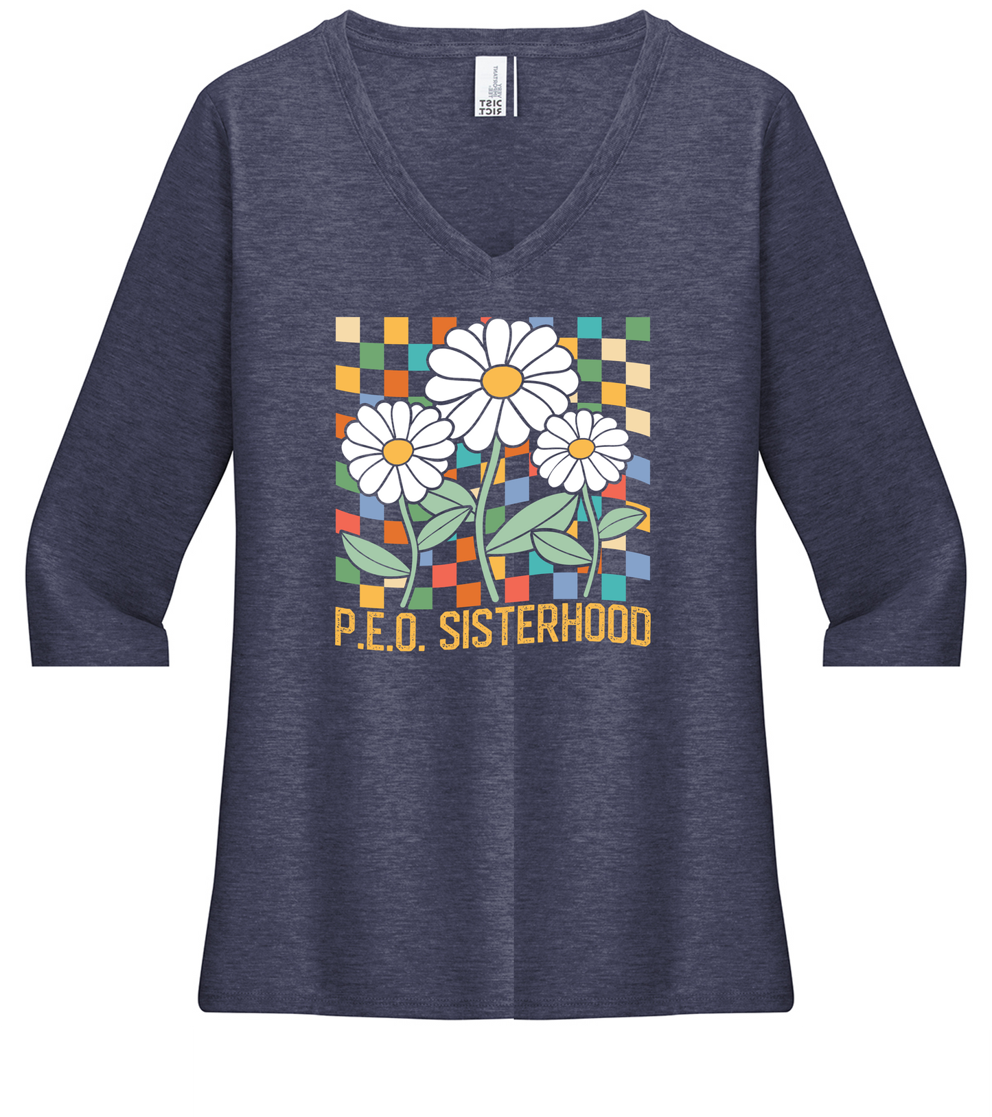 P.E.O. Checkerboard V-Neck Ladies Fit