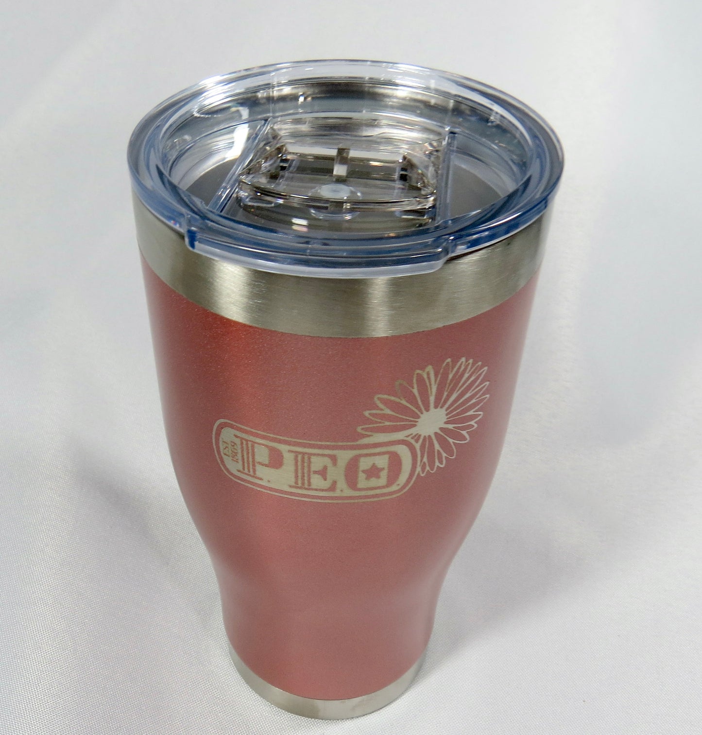 Sophisticated Rose Gold P.E.O./Daisy Travel Mug