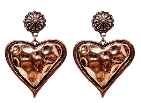 Copper Colored Heart with Southwest Concho Post