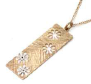 Brass Cut Out Daisy Necklace with Round Brass Earrings
