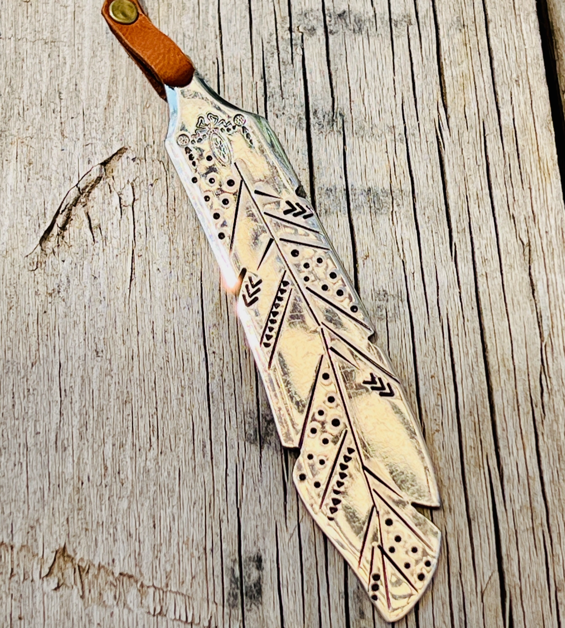 Silver Feather Pendant -Turquoise & Coral Embellishment