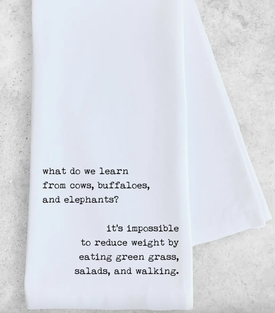 Tea Towel "Lessons From Cows, Buffaloes, And Elephants