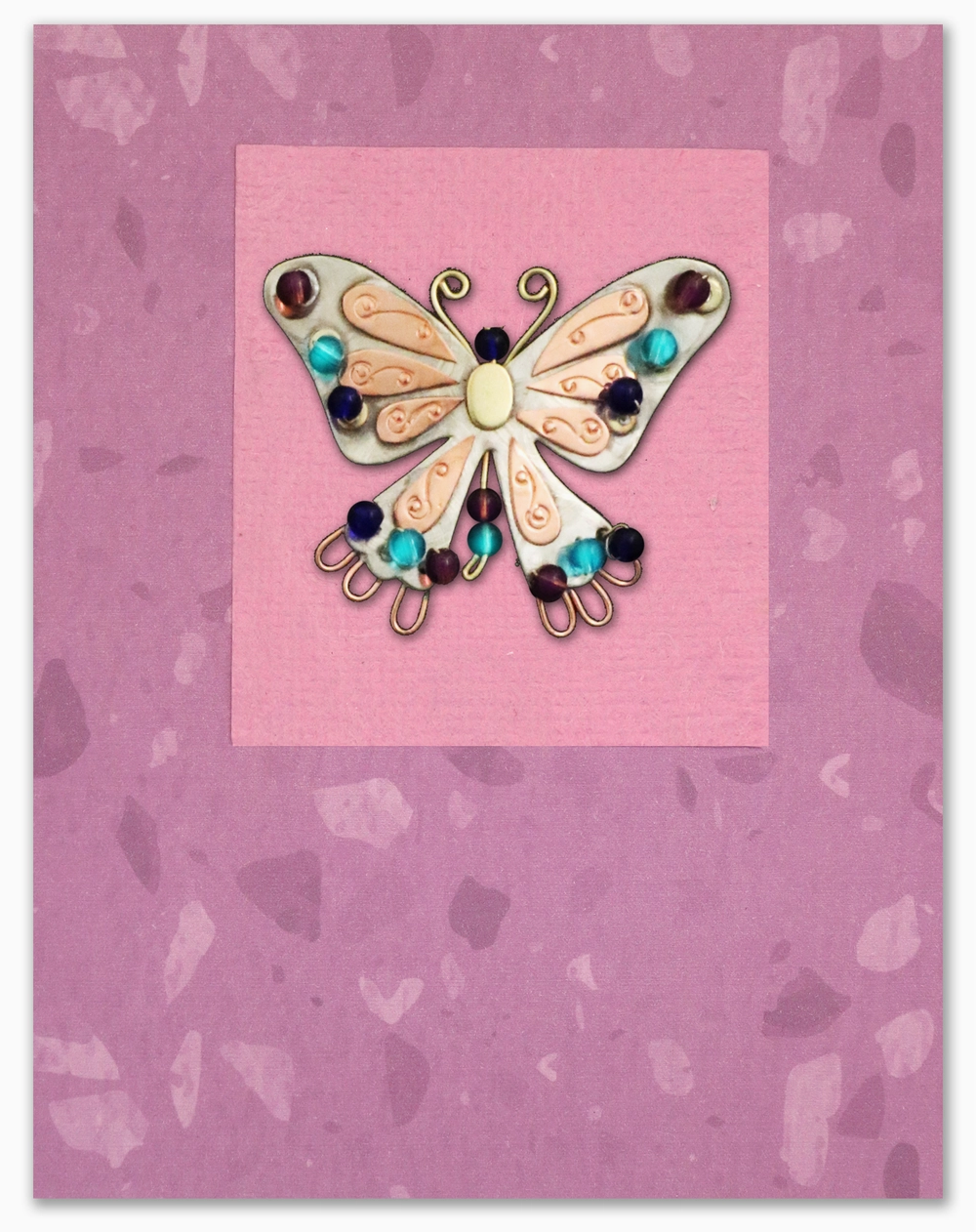 Indigo Butterfly Pin on a Mailable Card