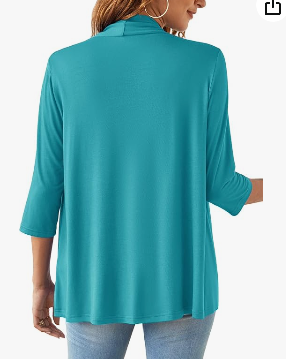 ¾ Sleeve Turquoise Shrug