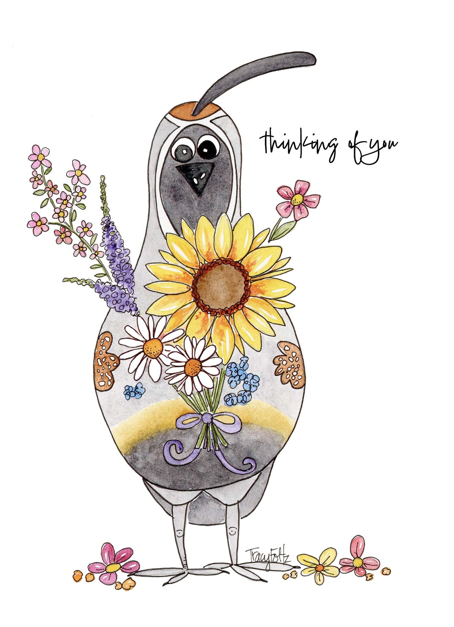 Zinnia Sky-Thinking of You Quail Bouquet