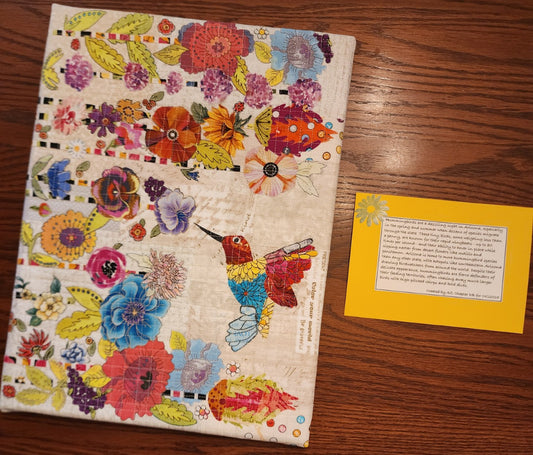 Quilted Collage-Hummingbird with Flowers
