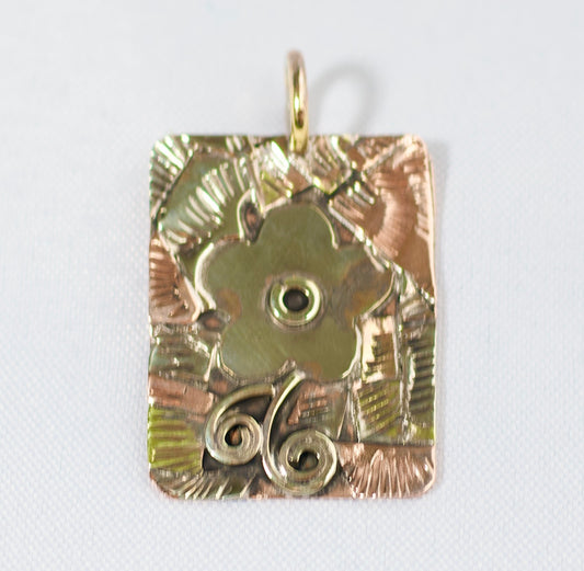 Handmade Copper, Silver, Brass Single Daisy Pendant