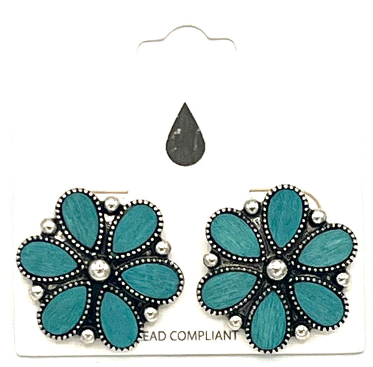 Turquoise Colored Southwest Daisy Earrings