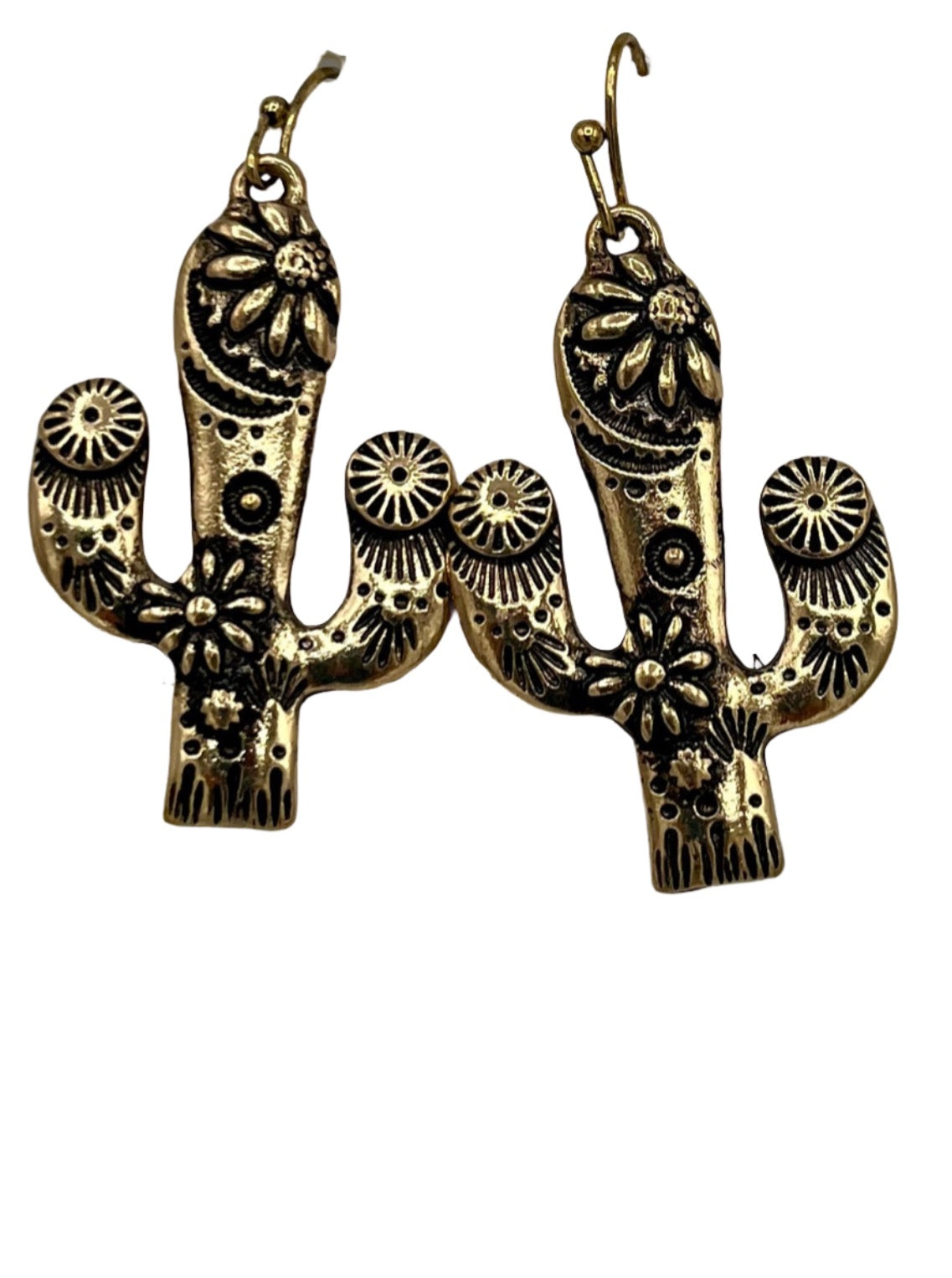 Gold Colored Cactus Earrings