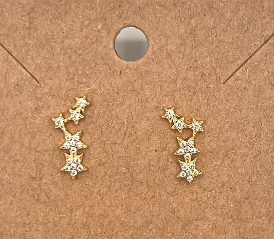 14K Gold Plated CZ Star Earrings