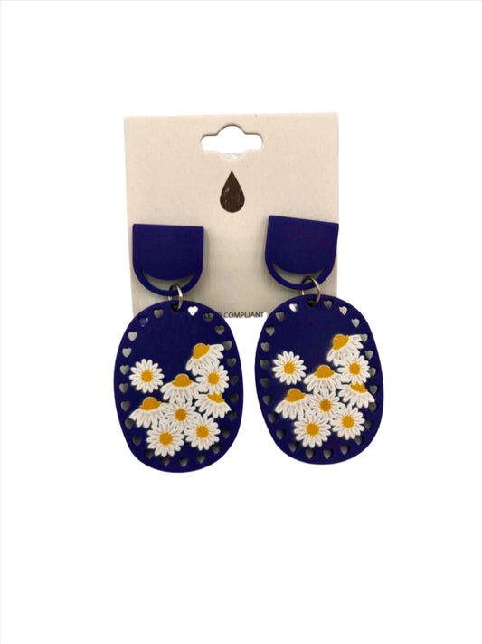 Daisy Earrings with Blue Background-post