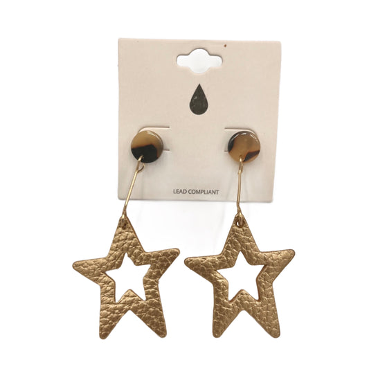 Gold Leather Star Drop Post Earrings