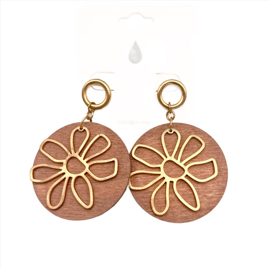 Round Rose Colored Background with Gold Metal Daisy Overlay