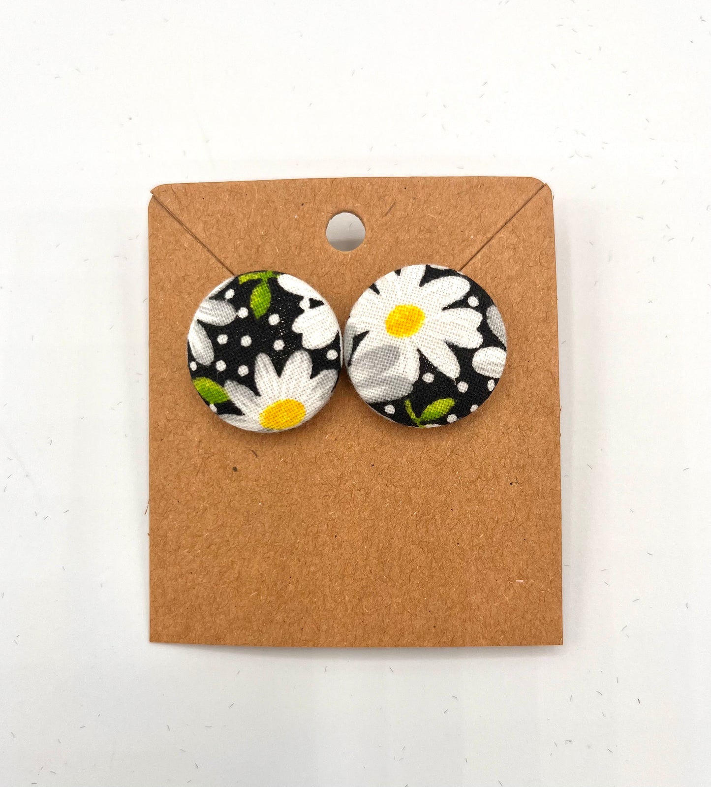 Daisy Material Button Earrings-Small/Medium