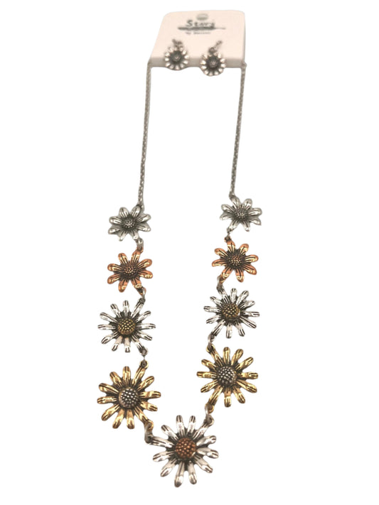 Daisies Everywhere Necklace & Earrings-Smaller Flowers