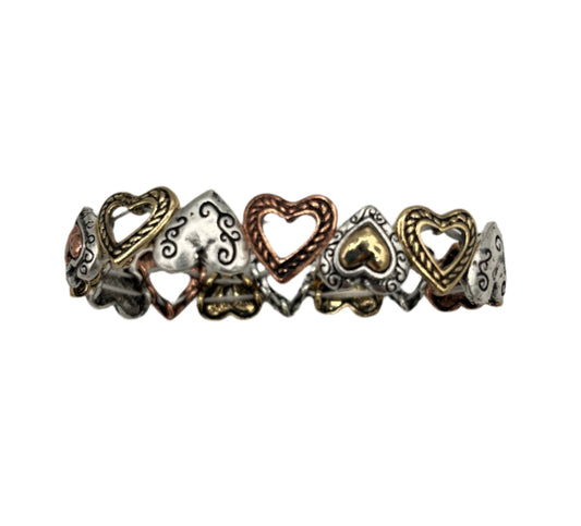 3 Tone Smaller Heart Bracelet