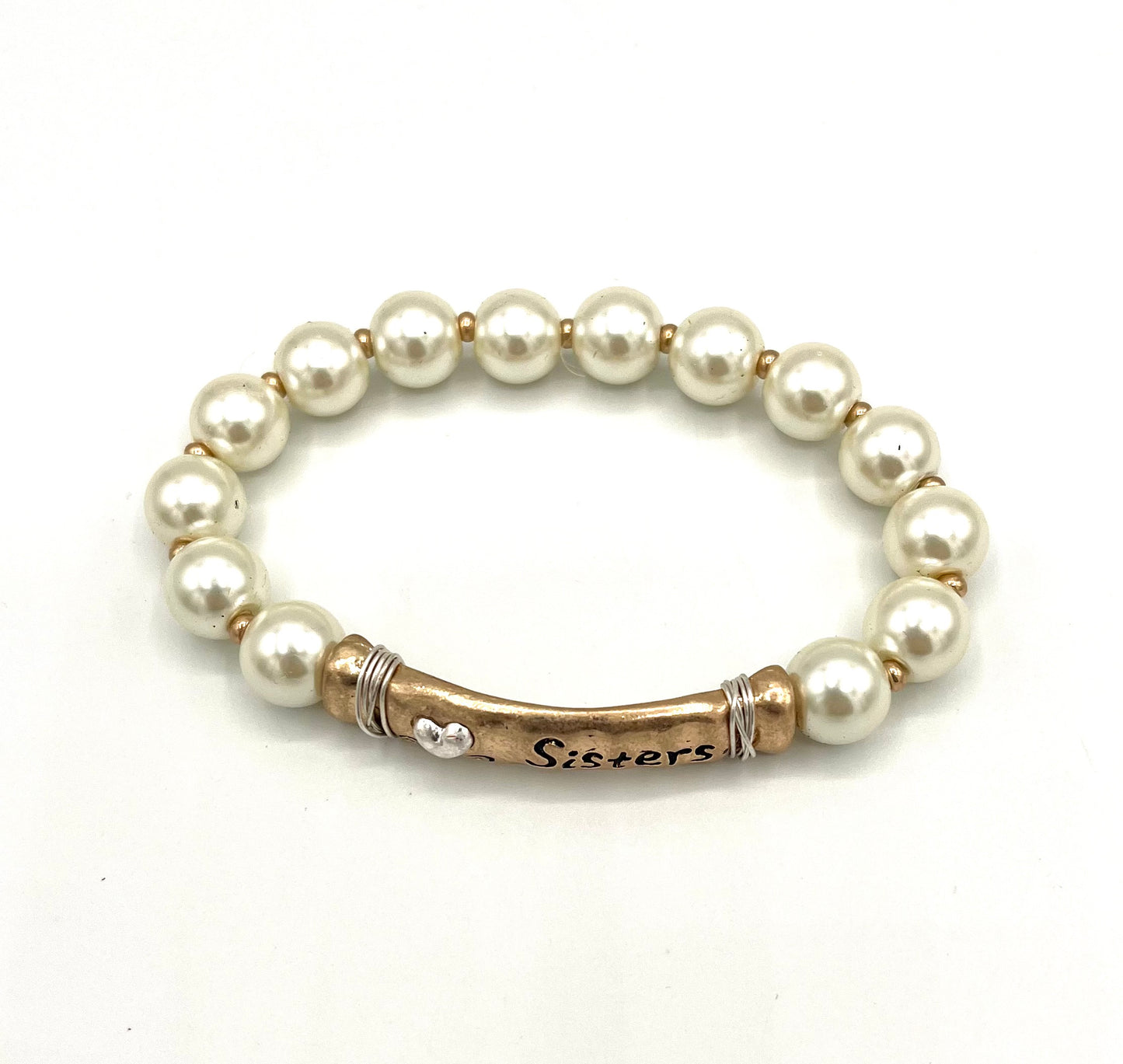 Pearl and Brass Sisters Bracelet