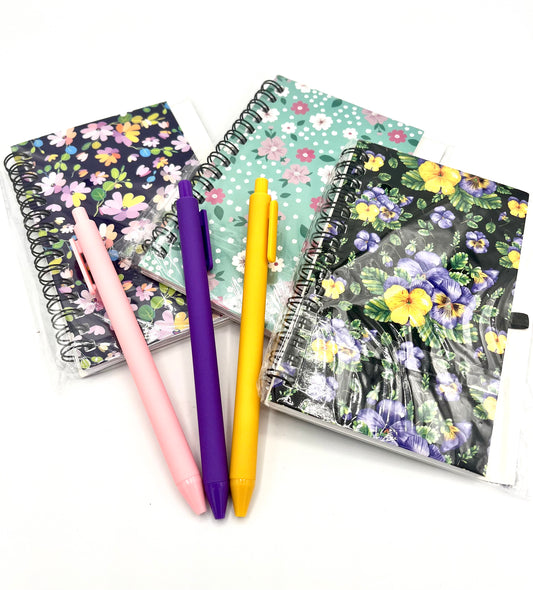 Assorted Flower Small Notebooks with Pen