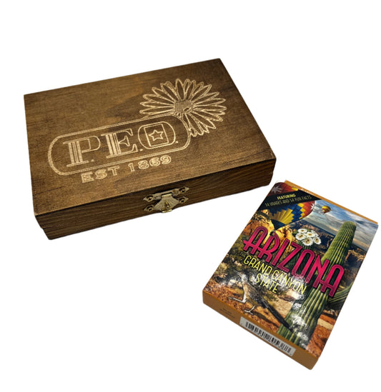 P.E.O. Card Box with Deck of Cards