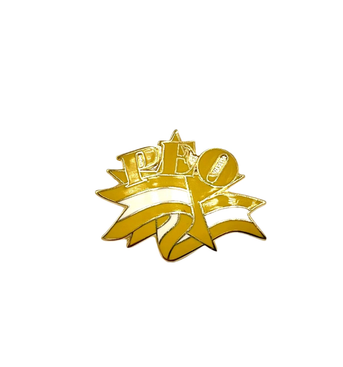 P.E.O. Yellow and White Enamel Pin