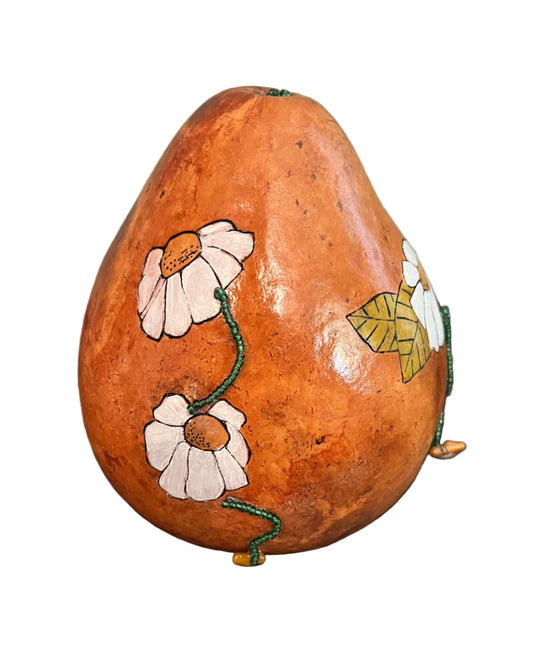 Daisies & Beads Hand Painted Gourd