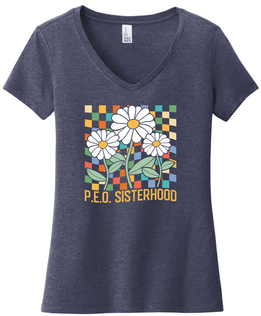 P.E.O. Checkerboard  V-Neck Ladies Fit