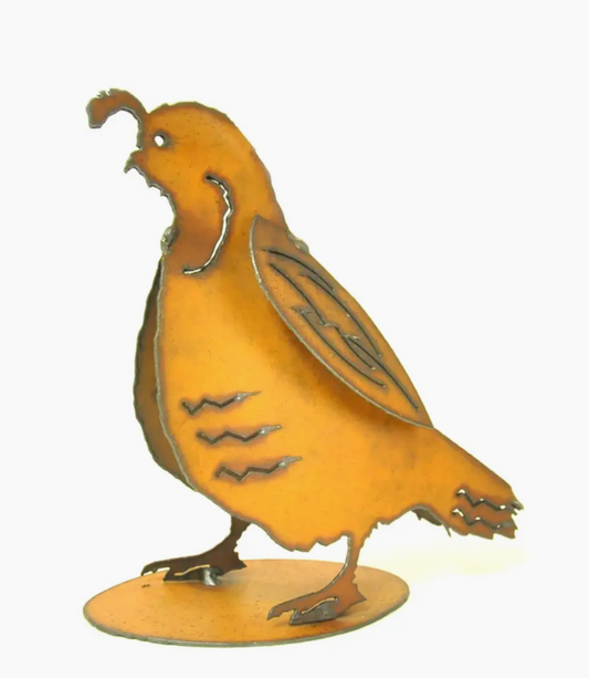 *Quail 3D Baby Yard Art-Rustic Metal