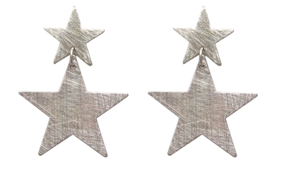 Silver Color Star Post Earrings