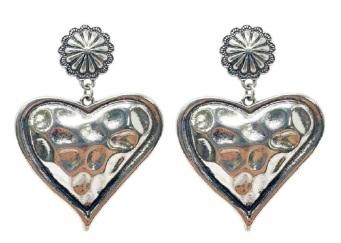 Silver Colored Heart with Southwest Concho Post