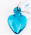 Turquoise Blown Mini Glass Hearts