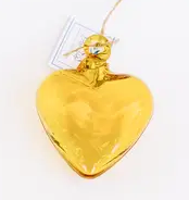 Gold Blown Mini Glass Hearts