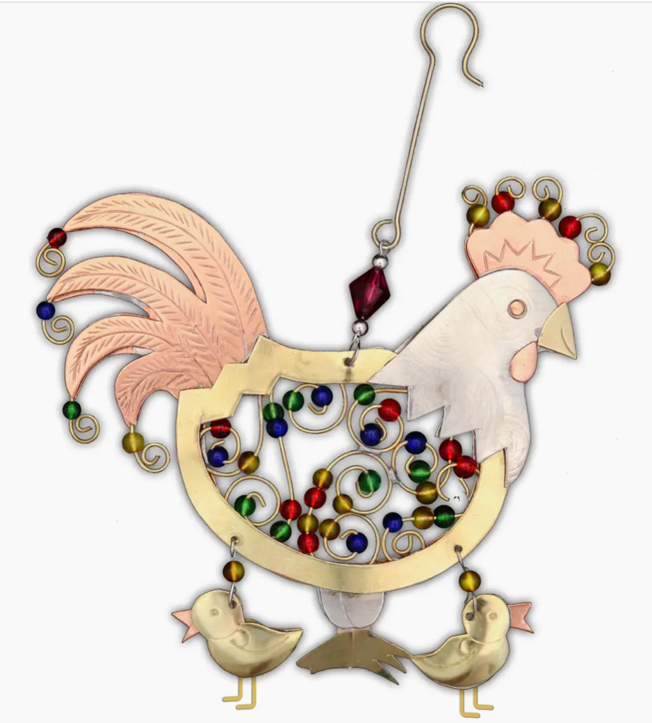 Hen and Chicks with Beads Ornament