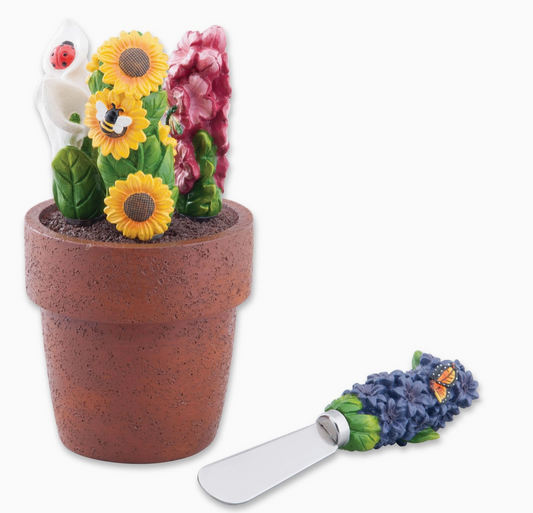 4 Piece Garden Floral Cheese Spreader